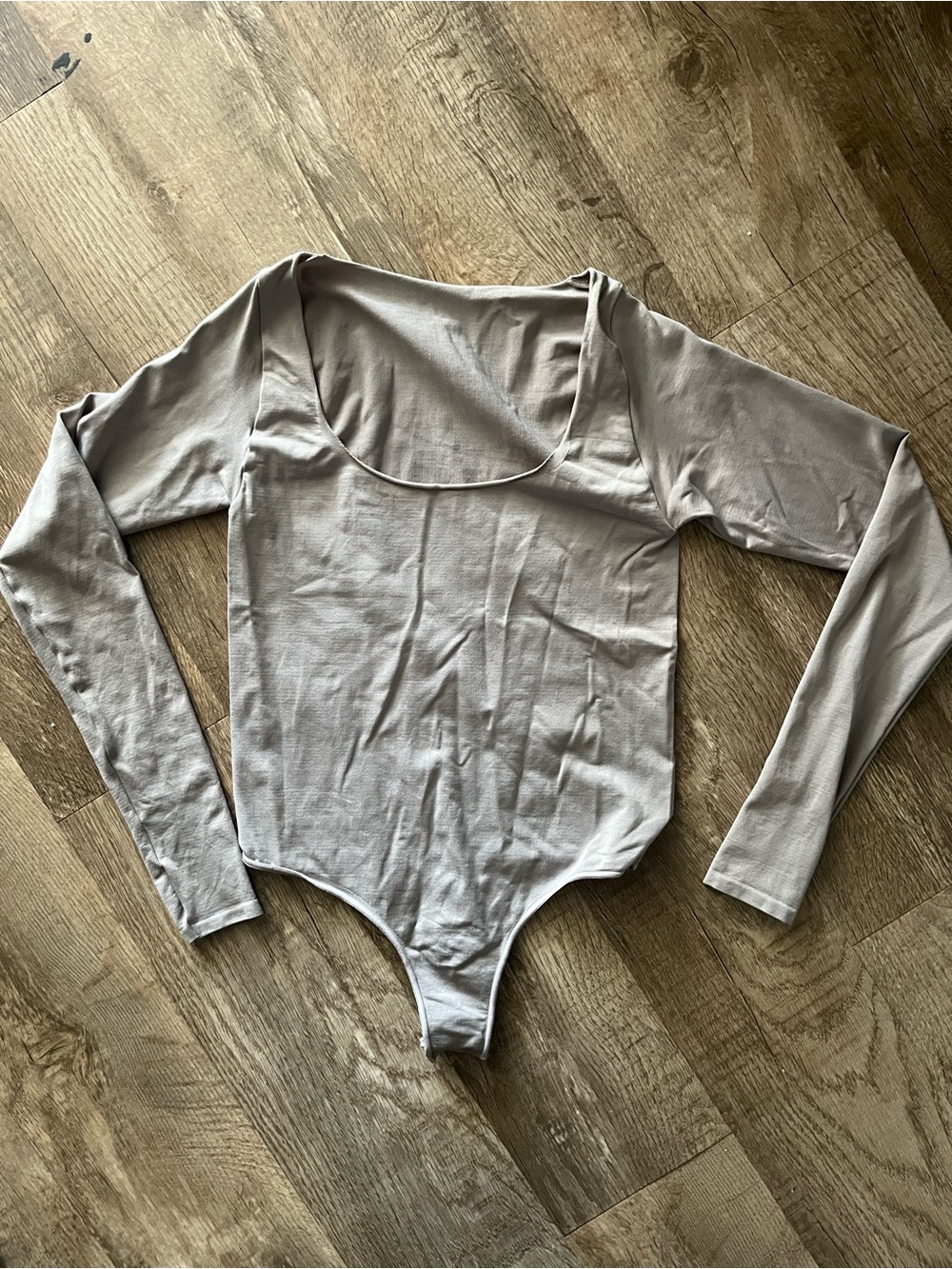 SKIMS Fits Everybody Long Sleeve Scoop Neck Bodysuit in Clay